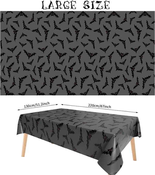 1 st grå fladdermus plast Halloween duken, stor rektangulär duk