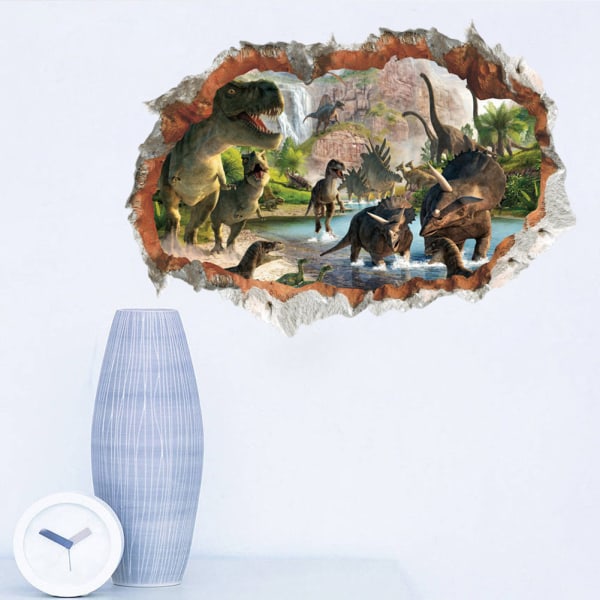 Dinosaur-seinätarrat pojille 3D Smashed Wall Decals Peel and S