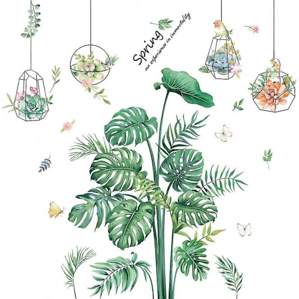 Kruka med gröna blad väggdekaler växter blad väggdekal skala A