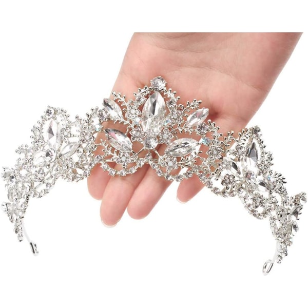 Crystal Tiara Crown, Koppar Zirkon Rhinestone Crown Tiara Encruste