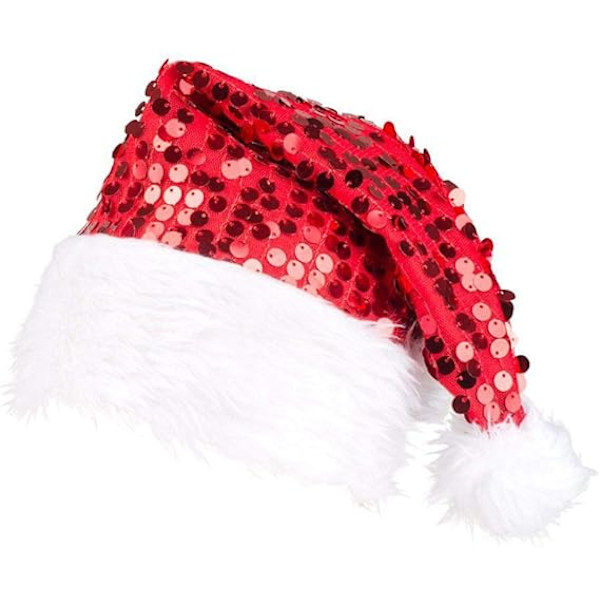Voksen Sequin Julehat, One Size, Rød