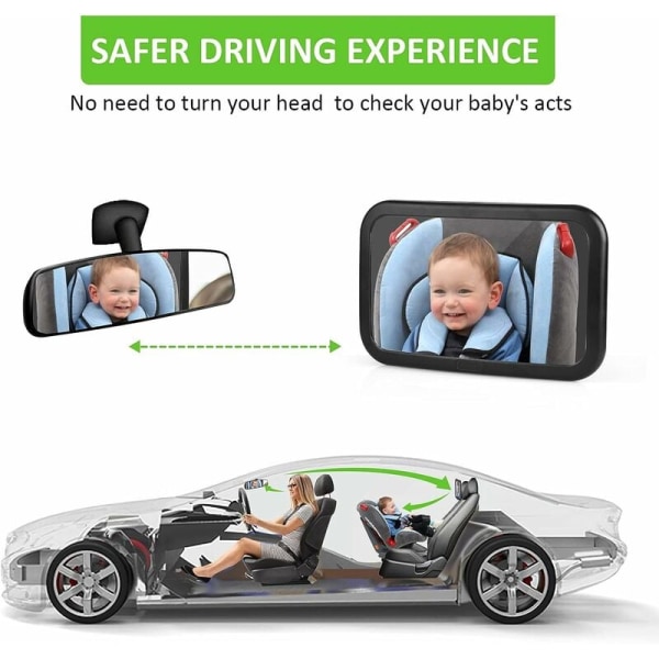 1st Baby Car Backspegel, Baby Car Spegel 360° Rotationsjustering