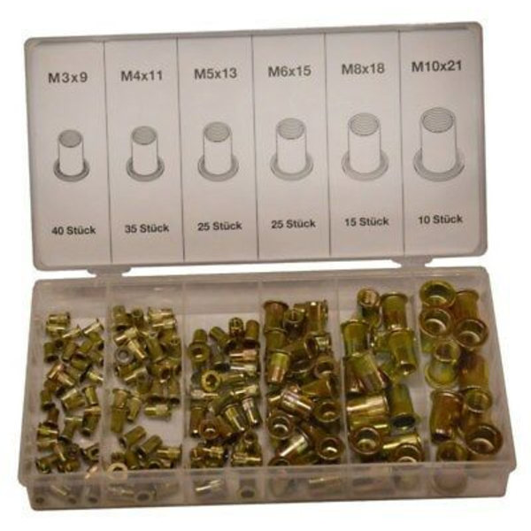 150 stk. assorteret stålskruenitter, M3-M10
