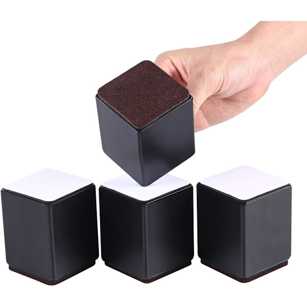 Fyrkantig, 6cm*6cm*3cm, Set om fyra, Svart, Säng och bord i kraftig utförande