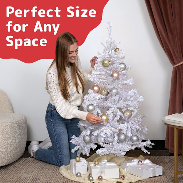 45 cm vit konstgjord gran, högkvalitativ kanadensisk vit julgran