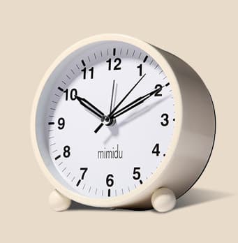 Rund tyst analog väckarklocka - Vit