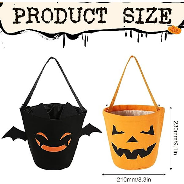 2 stk. Halloween Trick or Treat-pose, Halloween-poser til slik Reusa