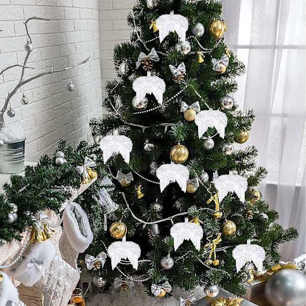 10 stk. Hvide fjer julepynt vintage fjer Christ