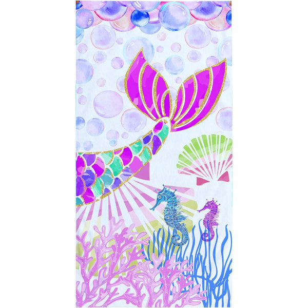 1 stk 70 x 150 cm Havfrue strandhåndklæde til fødselsdagsgave Outdoor Oce