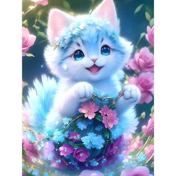 Hot sælgende kat og blomster 5D DIY diamantmaleri kunst og håndværk