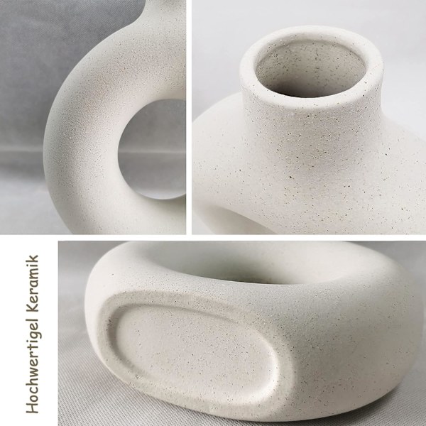Pyöreä ontto kukkamaljakko himmeillä hiukkasilla, beige, minimalistinen