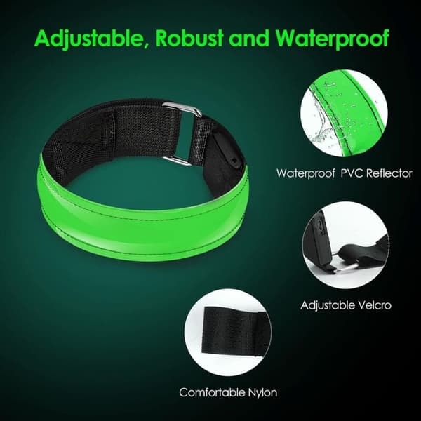 2 stk. LED-lysende armbånd, reflekterende armbånd L