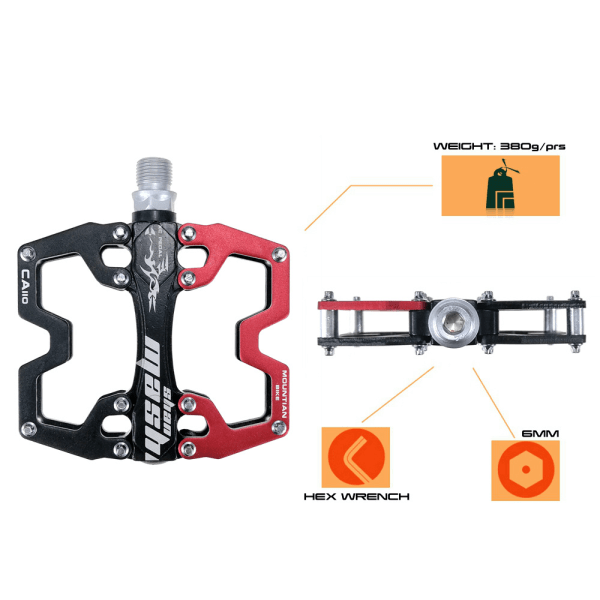 Cykelpedal MTB BMX Landsvägscykling Pedal Platt Anti-Slip Aluminium Alla