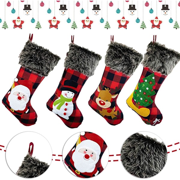 Julstrumpor Set med 4 - Stora 47,5CM Julstrumpor med B