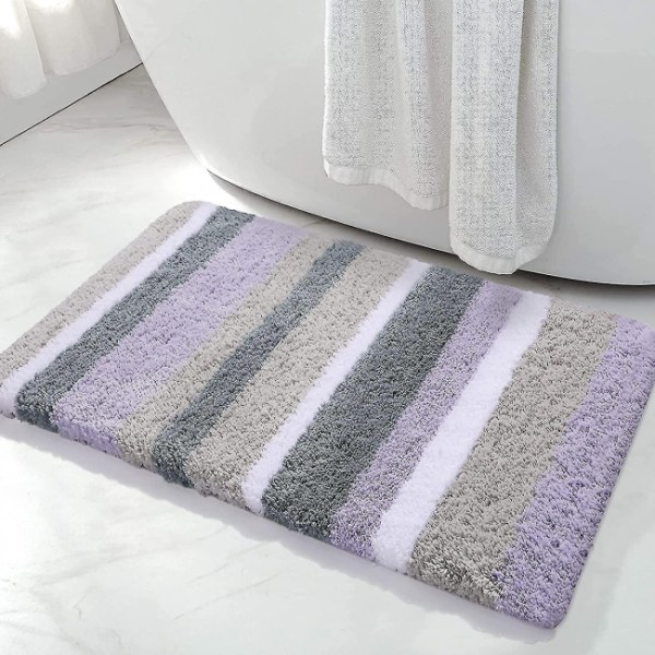 Mikrofiber Stripete Baderomsmatter Badematte (lilla-grå, 40x62CM)