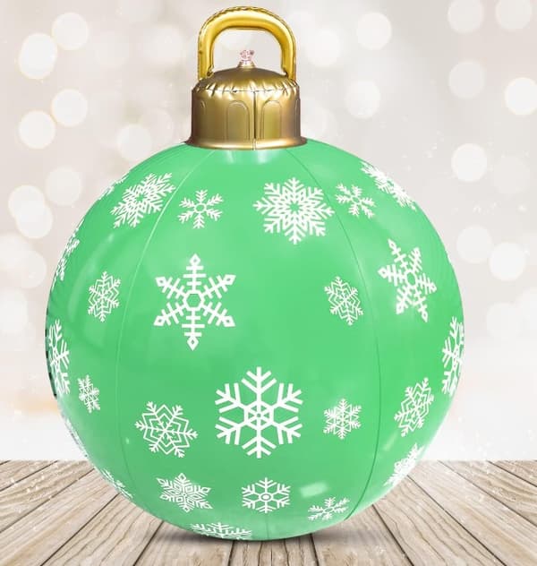 Gröna julgranskulor, 60 cm uppblåsbara julgranskulor jul B