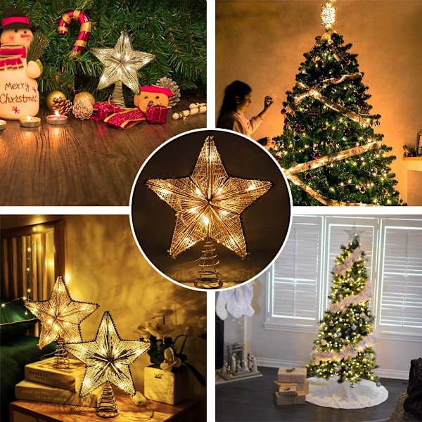 Wire Star Juletræ, Pentakelformet Lampe med Spiral Base a