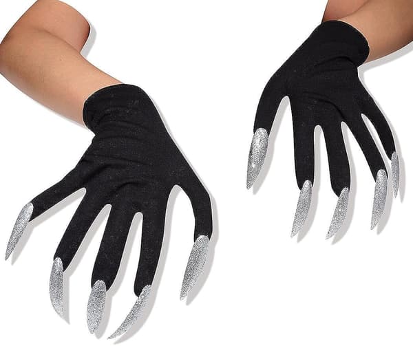 Sorte karneval Halloween cosplay heks guld pulver negle handsker de