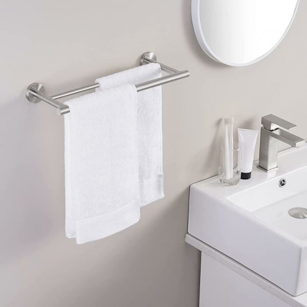 Veggmontert håndkleholder Dobbel baderomshåndklekrok 40cm Børstet S