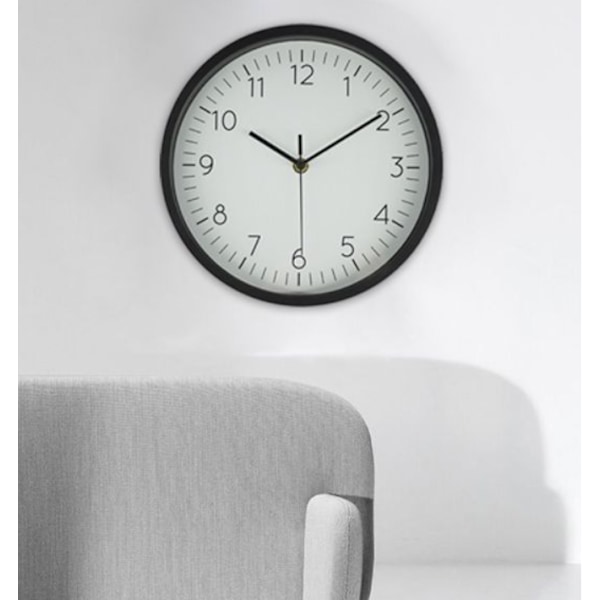 Rund väggklocka, 25 cm, lättläst, tyst, batteridriven,