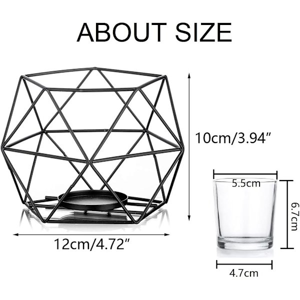 Svart Tealight Ljusstake - Set om 6 Geometriska Ljusstakar