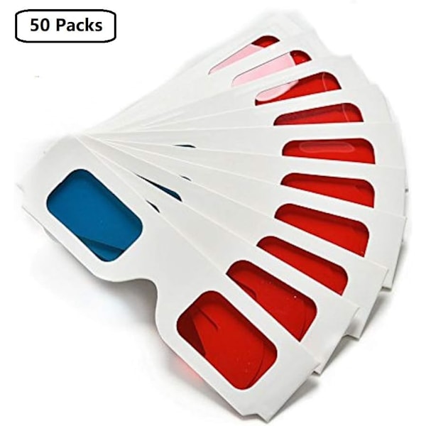 3D-pappersglasögon, anaglyf röd och cyan, vit kartongram, 5