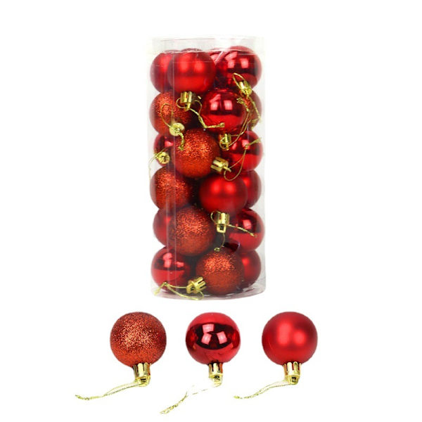 Silverfärgade 3 cm julgranskulor, 24-pack med blandade hängen