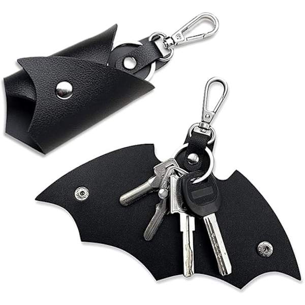 Set med 2 Kreativa Bilnyckelhöljen, Bat-formad Nyckelhållare, PU-Läder K