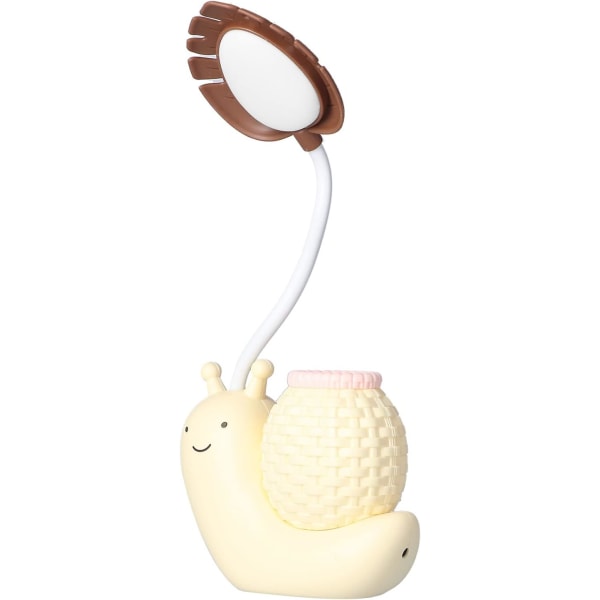 LED-skrivebordslampe med penneholder, tegneseriefigur, snegl, multifunksjonell