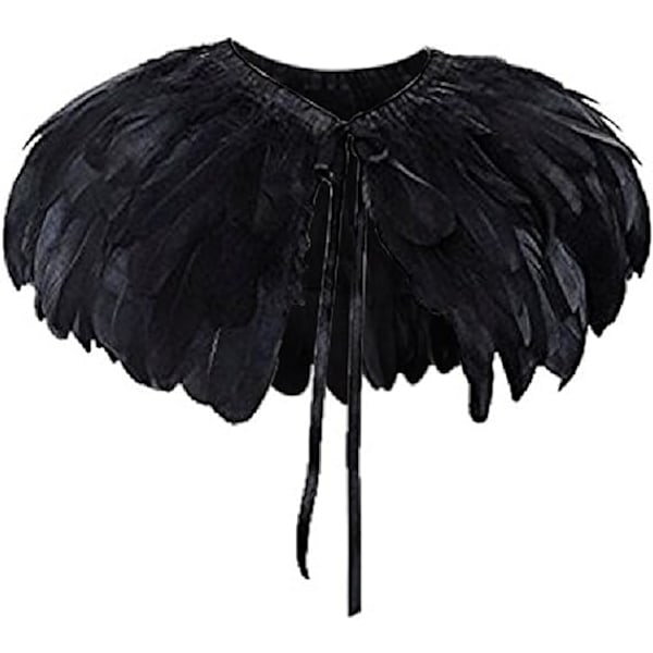 Women Gothic Natural Feathers Shawl Shrug Shoulder Jacket Hallowe