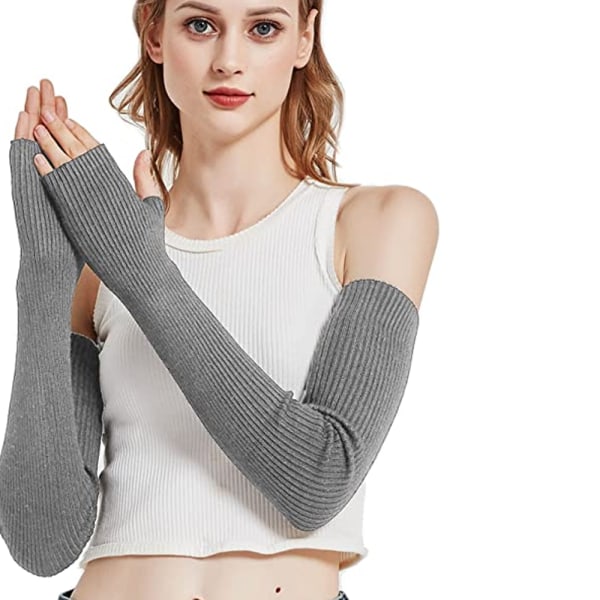 Dam cashmere handskar Dam långa manschetter (mörkgrå)