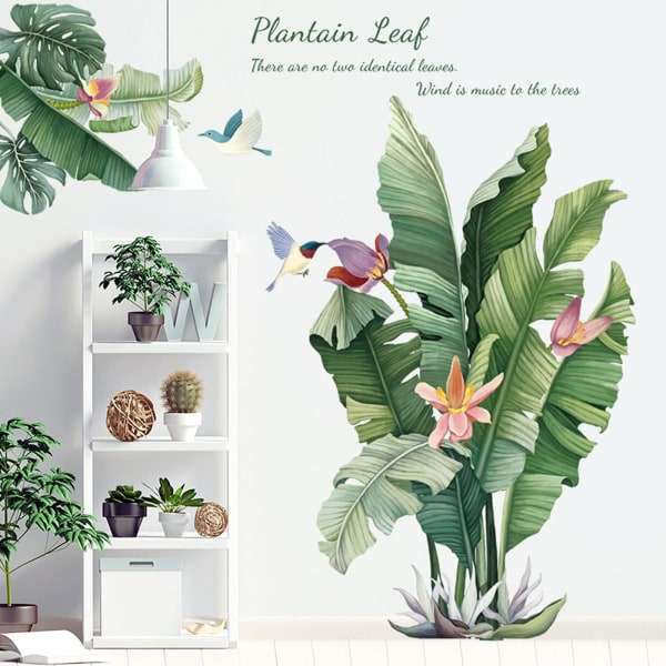 Green Plant Wall Sticker Tropical Plant Wall Sticker Wallpaper wi