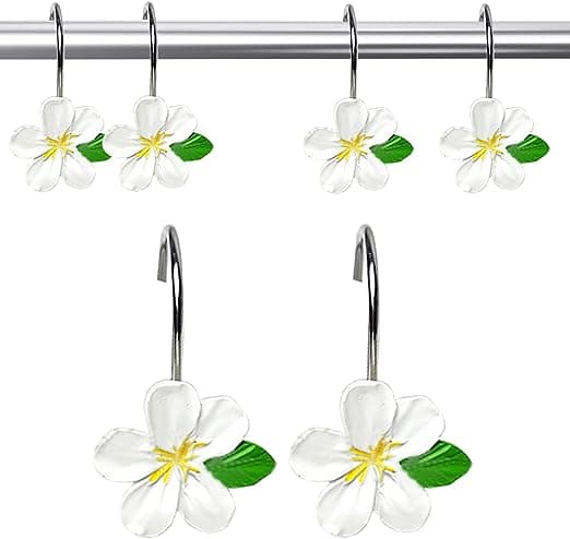 12-pack duschdraperiringar, duschdraperiringar i metall och harts