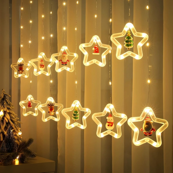 Julelys gardinlys med figur, 3m girlander gardin L