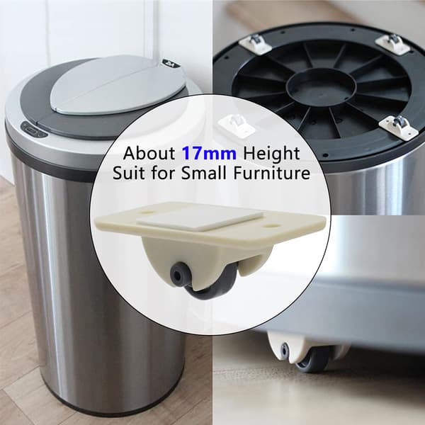 8 stk Mini selvklebende ikke-svingbare hjul, Solid ABS Plast