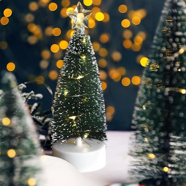 3 st bordsjulgran med lampor Mini konstgjord julgran