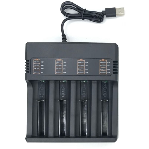 4 platser Smart 18650 Laddare Litiumbatteriladdare Universal USB
