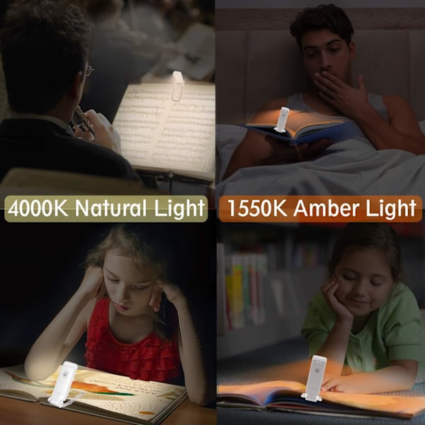 LED-kiinnitettävä lukulamppu, lukulamppu kirjoille sängyssä, silmäystävällinen