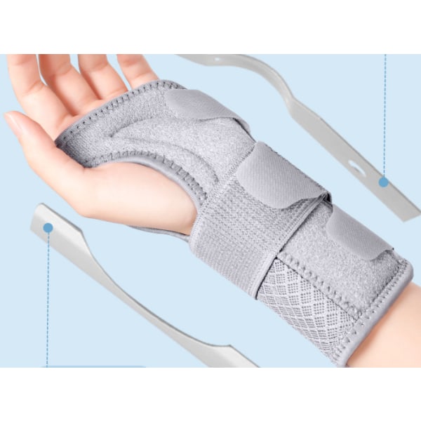 Grå handledsstöd, handledsstöd i metall, handledsstöd för hand och handled för artrit
