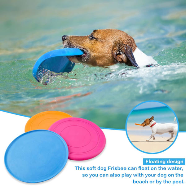 3 stk. Hundeskiver 18cm Frisbee Flyvende Disk Blød Gummiskive f