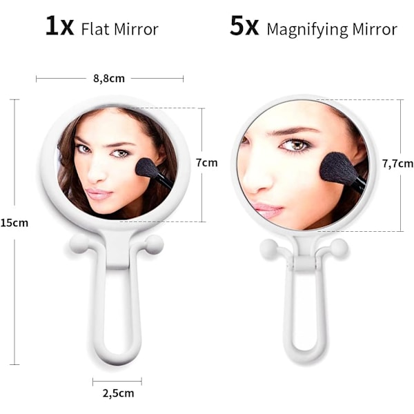 Bærbar makeup spejl - Med polstret kunstlæder foldeetui -