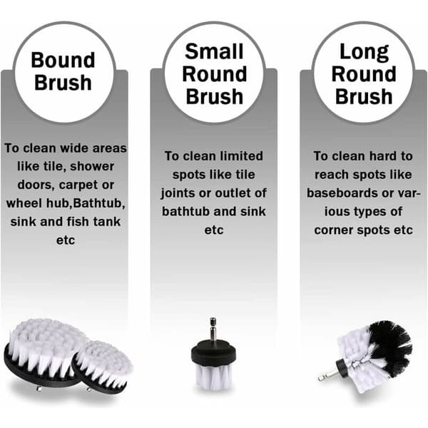 5 stk. Drill Cleaning Brush, Brush for Drill Car Tile Carpet Bathtu