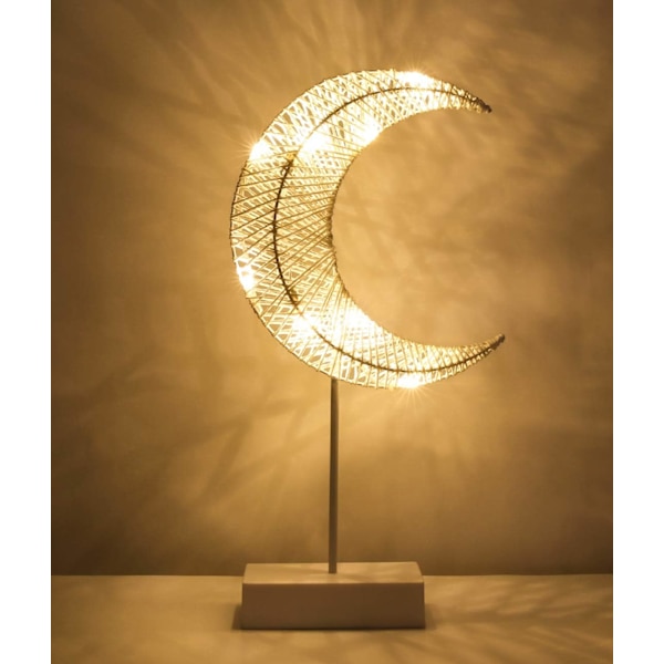 Bordslampa, LED batteridriven månformad sänglampa Christm
