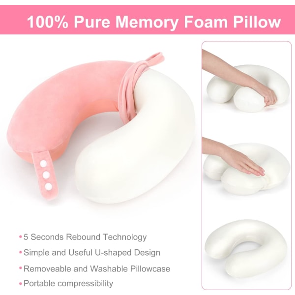 (Rosa) Reise Nakkepute, Beste Memory Foam Flypute for H