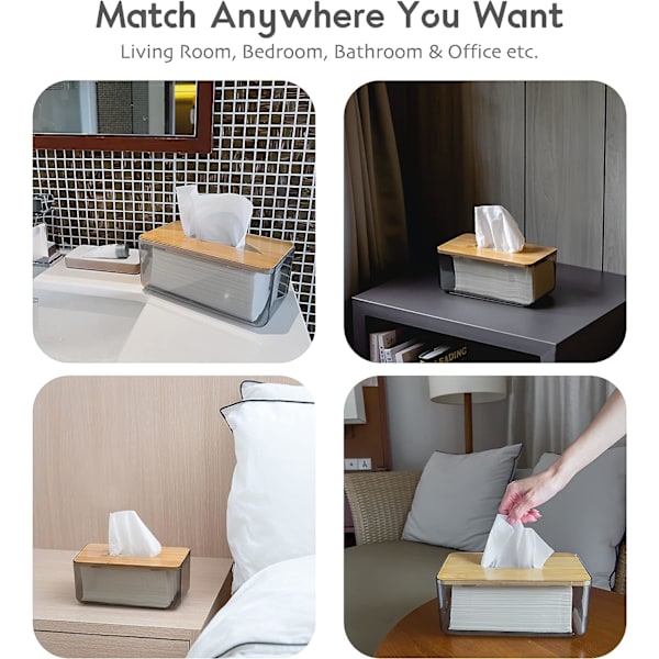 Minimalistisk Tissue Box Cover Holder, Moderne Transparent Rektangulær