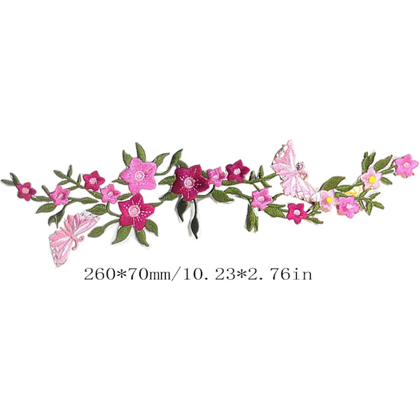 2 stk. Nye sommerfugle blomsterbroderede patches, blonder stof