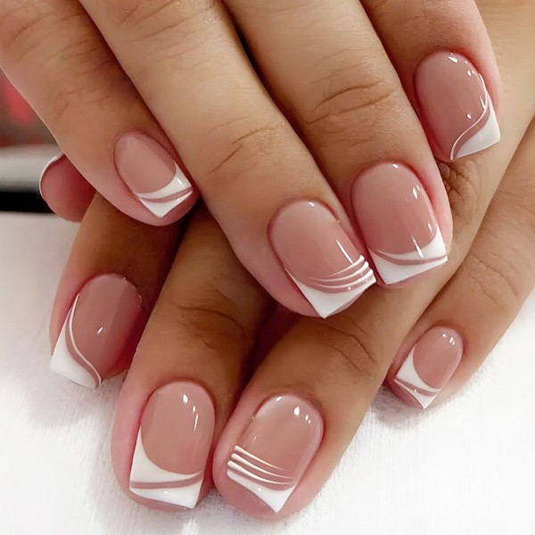 Full coverage false nails, diamond degraded pink false nails, Fre