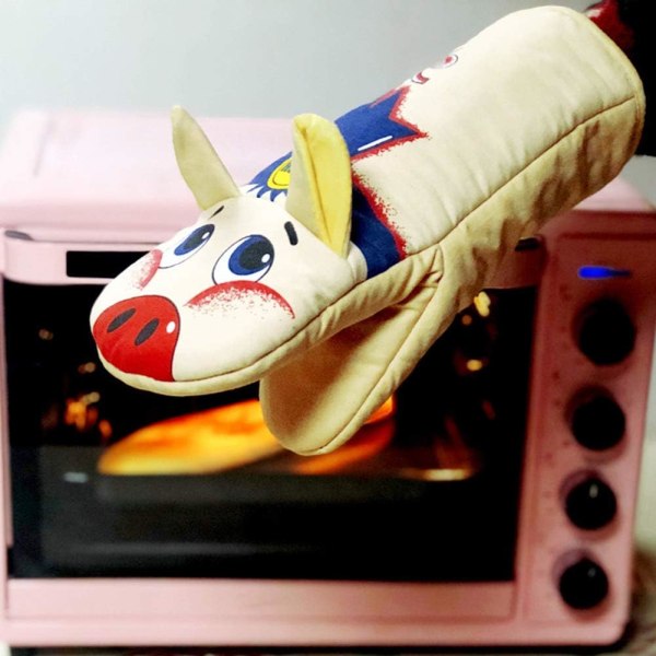 1 Cute Pig Oven Mitt Non-slip Anti-scald Kitchen Glove Microwave