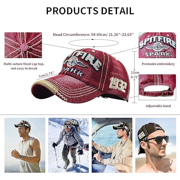 Herre Hat Retro Style Åndbar Unisex Bomulds Baseball Cap Summe