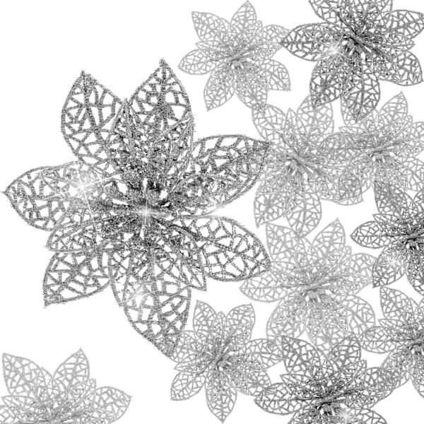 Silverfärgad 24-delad julstjärna glitter julgran